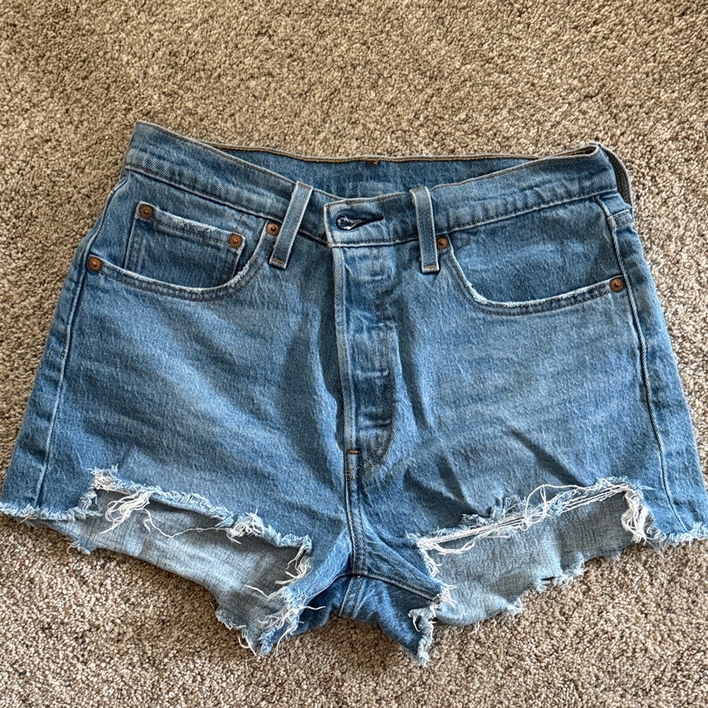 Levi's Light Blue High-Rise Denim Shorts